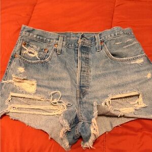 Levi's Light Blue Distressed Jean Shorts